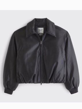 Abercrombie Vegan Leather Bubble Hem Coat
